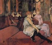 Henri De Toulouse-Lautrec At The Salon Rue des Moulins oil on canvas